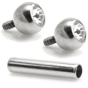 1.2mm Gauge Titanium Jewelled Barbell - Internally-Threaded