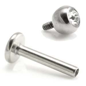 1.2mm Gauge Titanium Jewelled Labret - Internally-Threaded