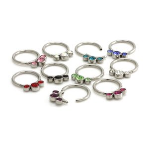 1.2mm Gauge Triple-Jewelled Steel Hinged Segment Ring