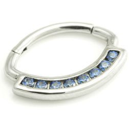 1.2mm Gauge Oval Jewelled Steel Hinged Segment Ring