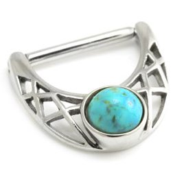 Steel Turquoise Gem Nipple Clicker