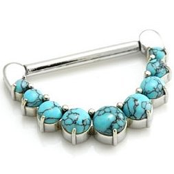 Steel Turquoise Gems Nipple Clicker