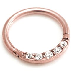 Jewelled PVD Rose Gold Hinged Ring