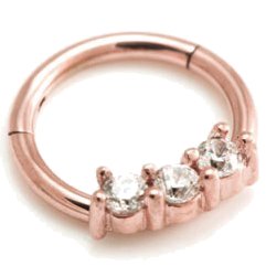 Triple Gem PVD Rose Gold Hinged Ring