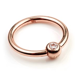 1.6mm Gauge 14ct Rose Gold Jewelled BCR