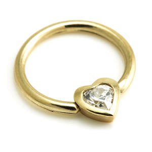 1.6mm Gauge 9ct Yellow Gold Jewelled Heart BCR