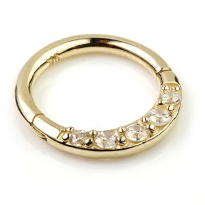 14ct Yellow Gold Jewelled Hinged Ring