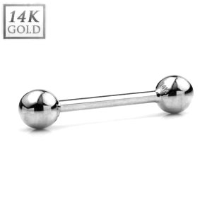 1.2mm Gauge 14ct White Gold Barbell