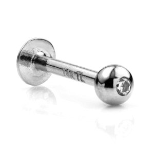 14ct White Gold Jewelled Labret
