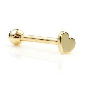 1.0mm Gauge 9ct Gold Heart Ear Stud