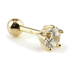 9ct Gold Claw Set Round Jewel Ear Stud
