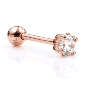 14ct Rose Gold Claw Set Round Jewel Ear Stud