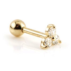 9ct Gold Triple Jewelled Ear Stud