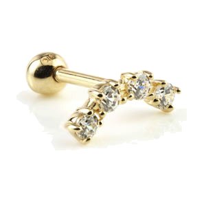 9ct Gold Jewelled Crescent Ear Stud