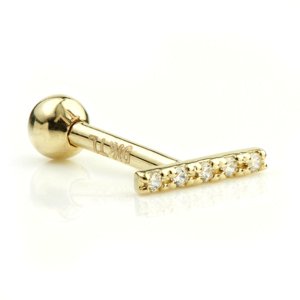 9ct Gold Jewelled Bar Ear Stud