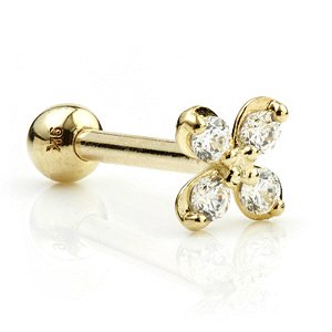 9ct Gold Jewelled Flower Ear Stud