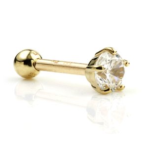 9ct Gold Claw Set Round Jewel Ear Stud