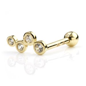 9ct Gold Zig Zag Jewelled Ear Stud