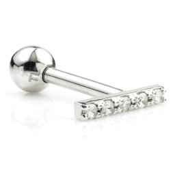 9ct White Gold Jewelled Bar Ear Stud