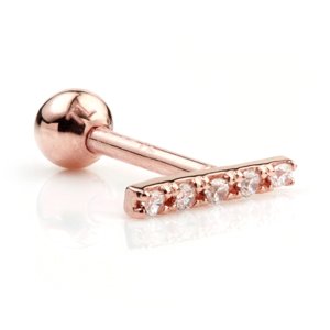 9ct Rose Gold Jewelled Bar Ear Stud