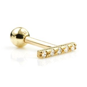 14ct Gold Jewelled Bar Ear Stud