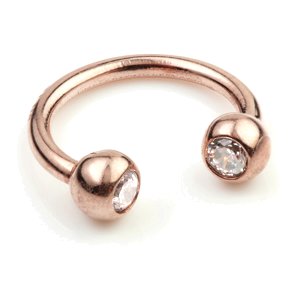 1.2mm Gauge 9ct Rose Gold Jewelled Circular Barbell