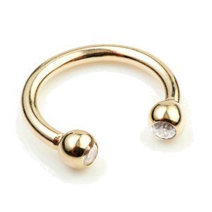 1.0mm Gauge 14ct Gold Jewelled Circular Barbell