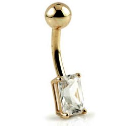 9ct Gold Rectangle Belly Bar