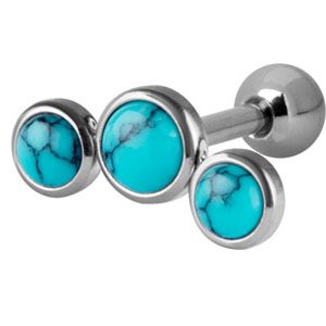 Triple Bezel Set Turquoise Ear Stud