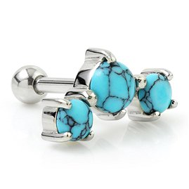 Triple Claw Set Turquoise Ear Stud