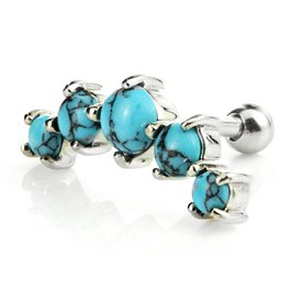 Five Gem Claw Set Turquoise Ear Stud