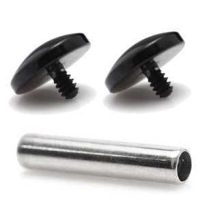 1.6mm Gauge Titanium Barbell with PVD Black Domes - Internally-Threaded