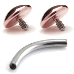 1.2mm Gauge Titanium Banana with PVD Rose Gold Domes - Internally-Threaded