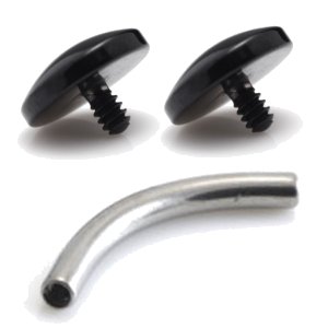 1.2mm Gauge Titanium Banana with PVD Black Domes - Internally-Threaded