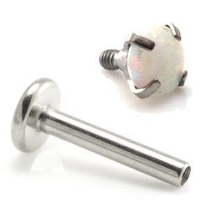1.2mm Gauge Titanium Claw Set Opal Labret - Internally-Threaded