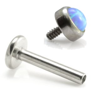 1.2mm Gauge Titanium Encased Opal Labret - Internally-Threaded
