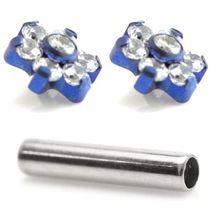 1.2mm Gauge Titanium Jewelled 6-Petal Flower Barbell - Internally-Threaded