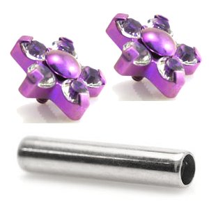 1.2mm Gauge Titanium Jewelled 5-Petal Flower Barbell - Internally-Threaded