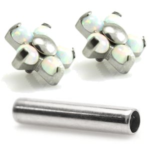 1.6mm Gauge Titanium Opal Flower Barbell - Internally-Threaded