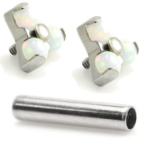 1.2mm Gauge Titanium Opal Trinity Barbell - Internally-Threaded