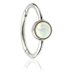 14ct White Gold Hinged Opal Ring
