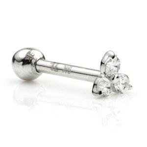 9ct White Gold Triple Jewelled Ear Stud