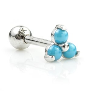 14ct White Gold Turquoise Trinity Ear Stud