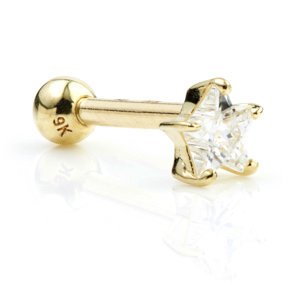 9ct Gold Jewelled Star Ear Stud