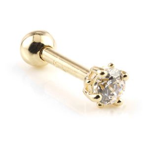 9ct Gold Claw Set Round Jewel Ear Stud