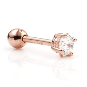 9ct Rose Gold Claw Set Round Jewel Ear Stud