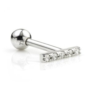 9ct White Gold Jewelled Bar Ear Stud