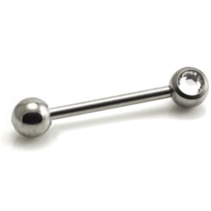 1.6mm Gauge Titanium Forward-Facing Single Jewelled Barbell