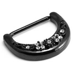 Jewelled PVD Black Nipple Clicker