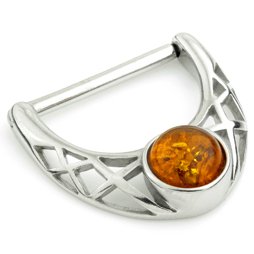 Steel Amber Gem Nipple Clicker